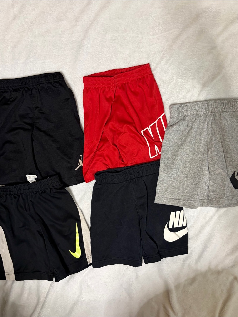 Mixed Kids Athletic Shorts Pack - Nike & Jordan - Red, Black, Gray